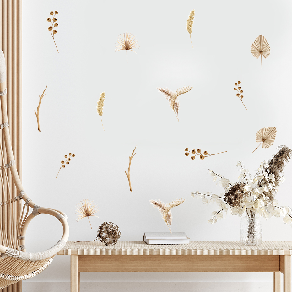 Baby Nursery Plants - Boho foglie secche adesivi murali acquarello