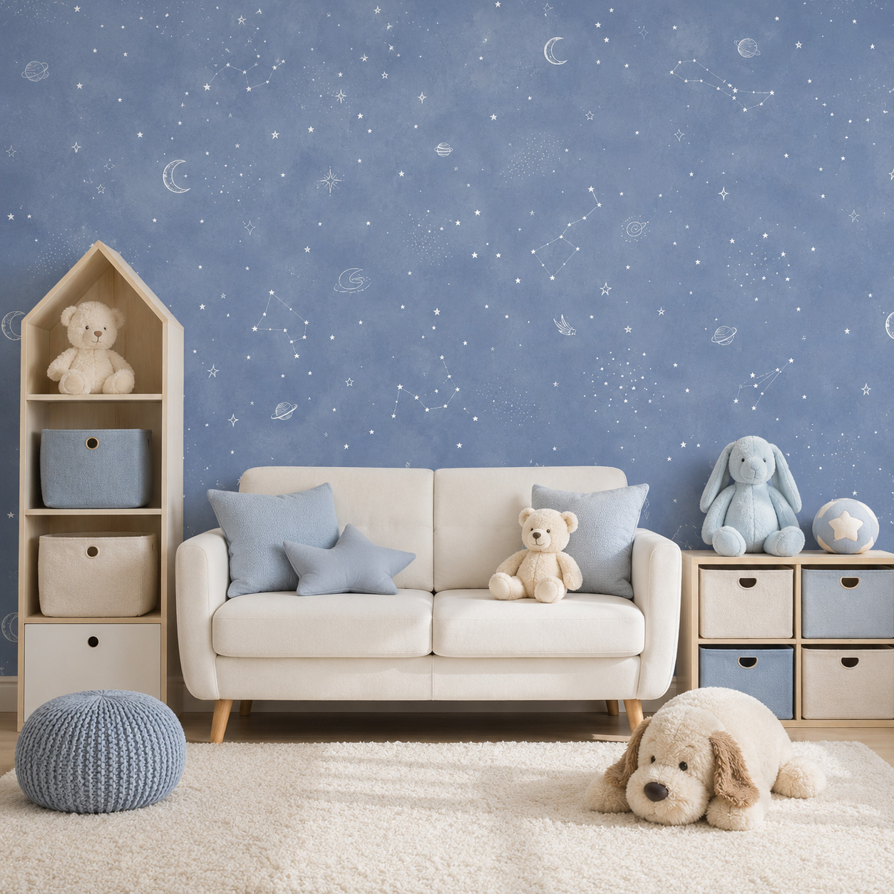 Baby Nursery Peel And Stick Wallpaper - Carta da Parati Autoadesiva Cielo Stellato