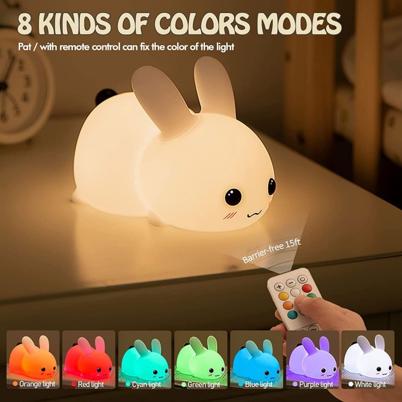 Baby Nursery Light - LED Rabbit Night Light telecomando dimmerabile