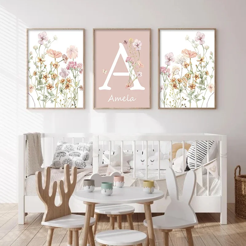 Baby Nursery Name Wall Art - Poster Personalizzati con Nomi di Bambine
