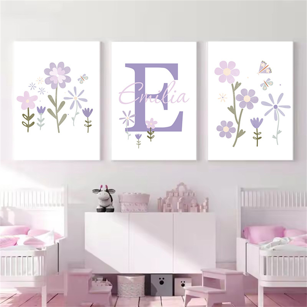 Baby Nursery Name Wall Art - Nome della neonata Poster personalizzato Fiore