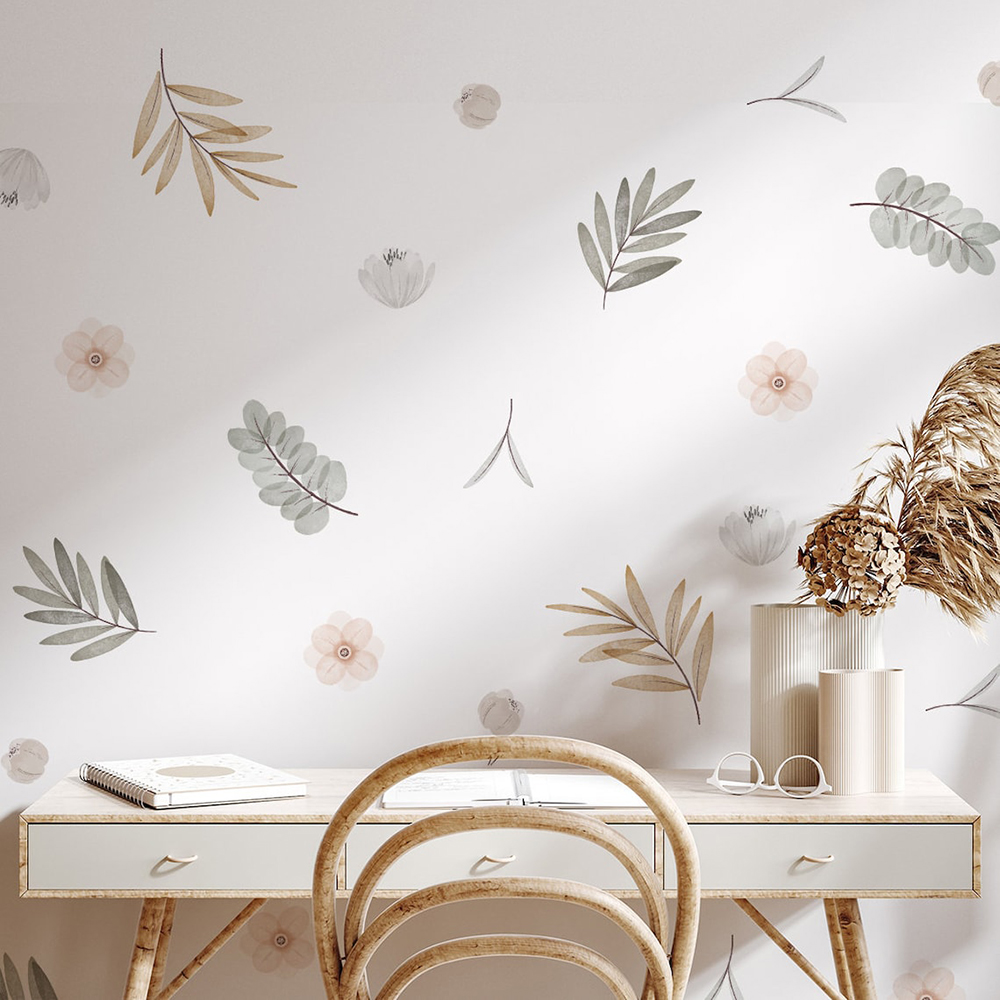 Baby Nursery Accessories - Boho Leaves Botanical Decalcomanie da muro