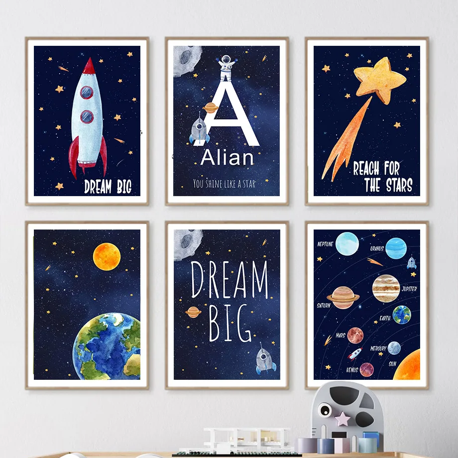Baby Nursery Name Wall Art - 1 quadro su tela personalizzabile con