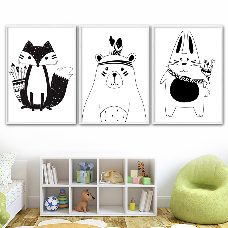Nero Bianco Cartone Animato Or - Baby Nursery Name Wall Art recensione e prezzo