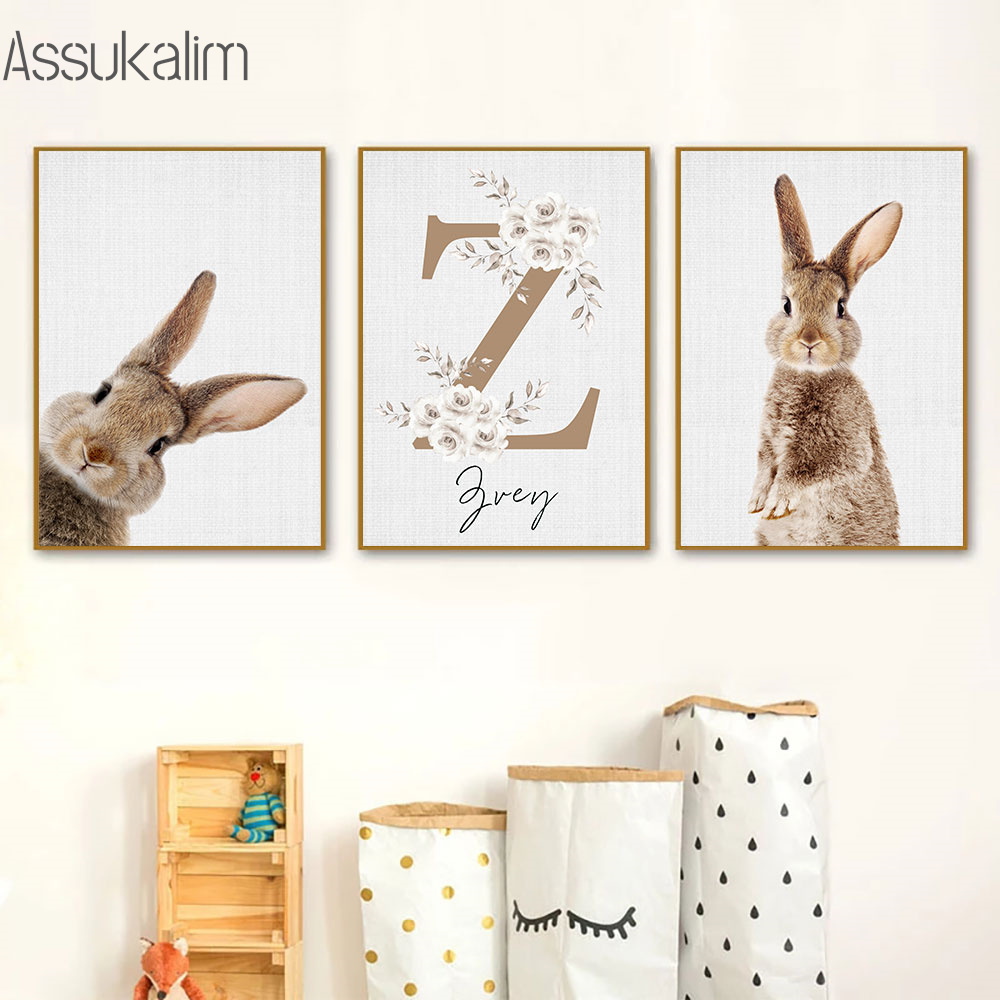 Coniglio tela pittura nome per - Baby Nursery Name Wall Art recensione e prezzo