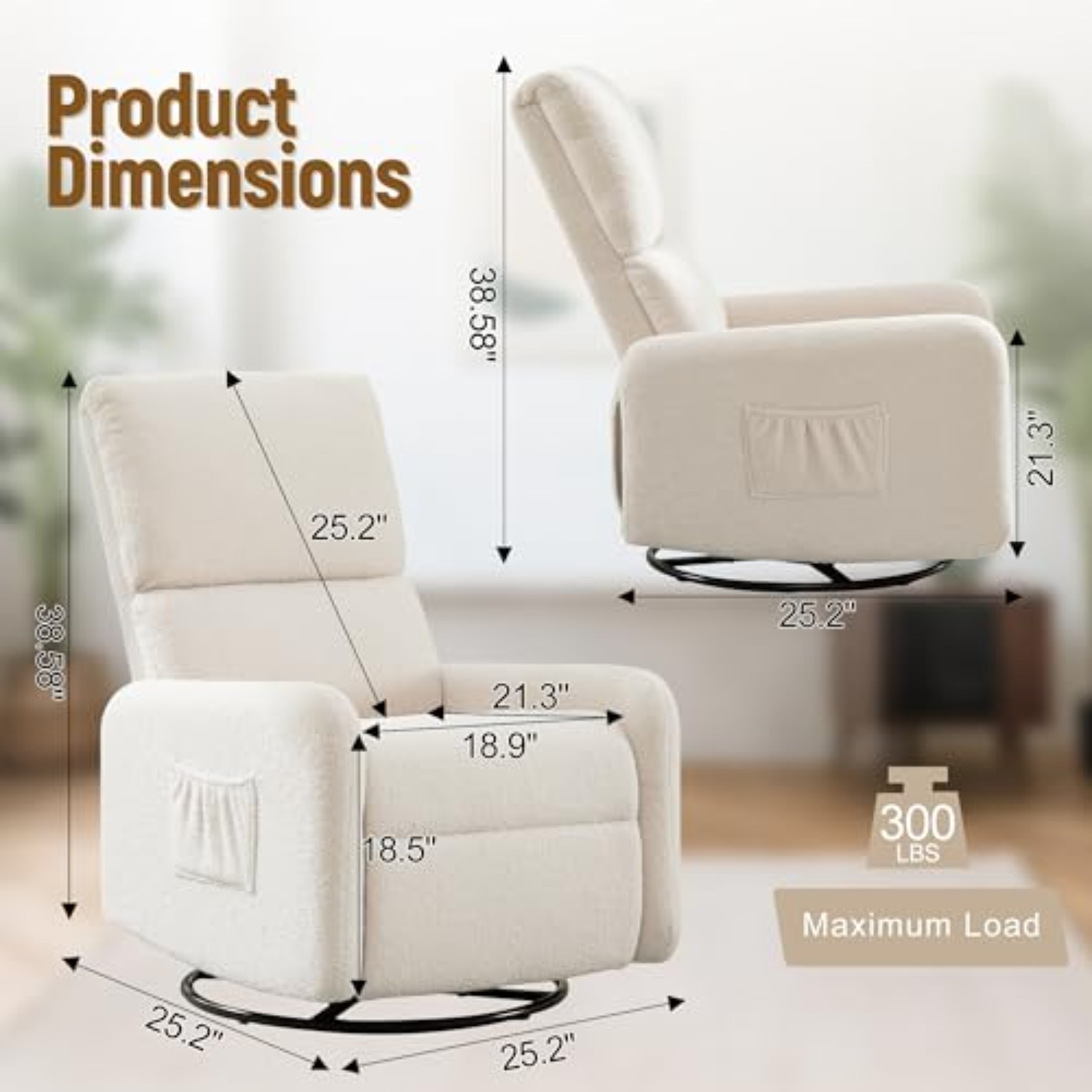 360 °   Sedia a dondolo, Sedia - Baby Nursery Rocking Chair recensione e prezzo