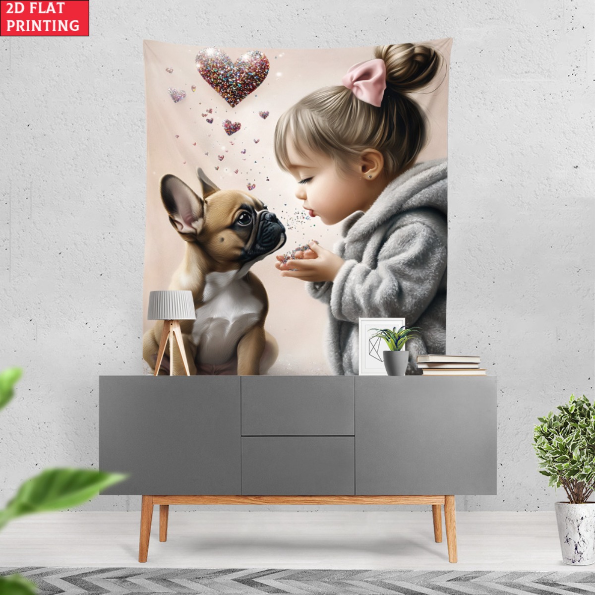 Ragazza con bulldog francese c - Baby Nursery Decor Girl recensione e prezzo