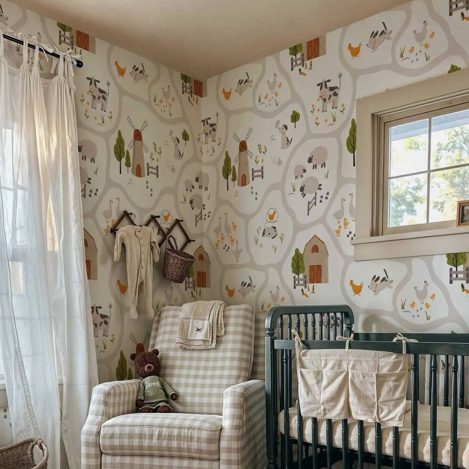 Simpatici animali da fattoria  - Baby Nursery Peel And Stick Wallpaper recensione e prezzo