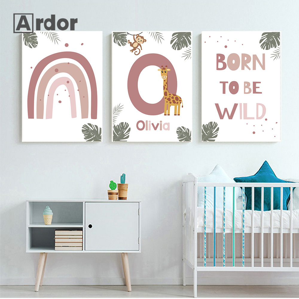Poster di animali della giungl - Baby Nursery Name Wall Art recensione e prezzo