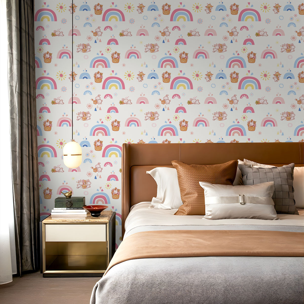 Boho Rainbow Kids Stick and Pe - Baby Nursery Peel And Stick Wallpaper recensione e prezzo