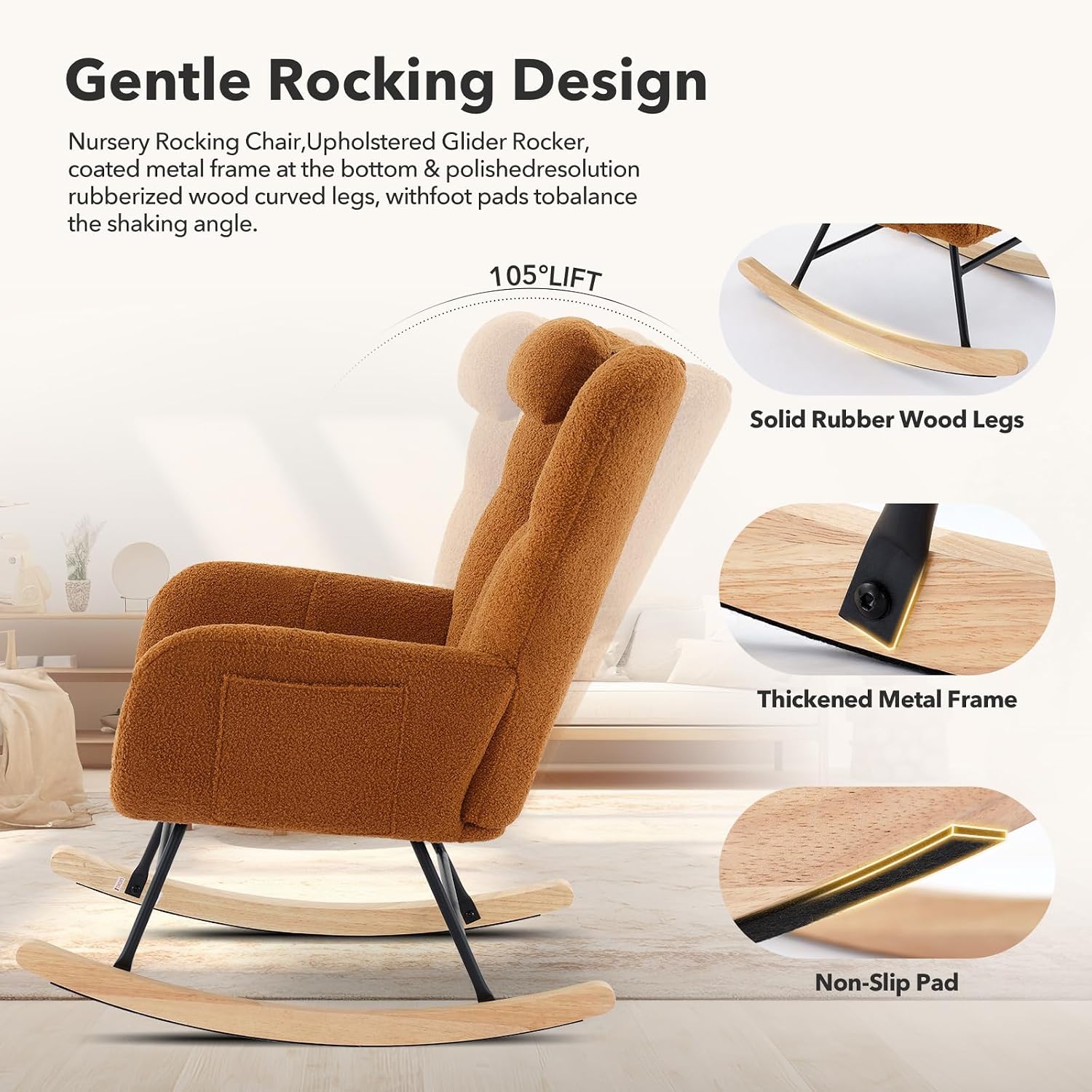 Sedia a dondolo Teddy Glider p - Baby Nursery Rocking Chair recensione e prezzo