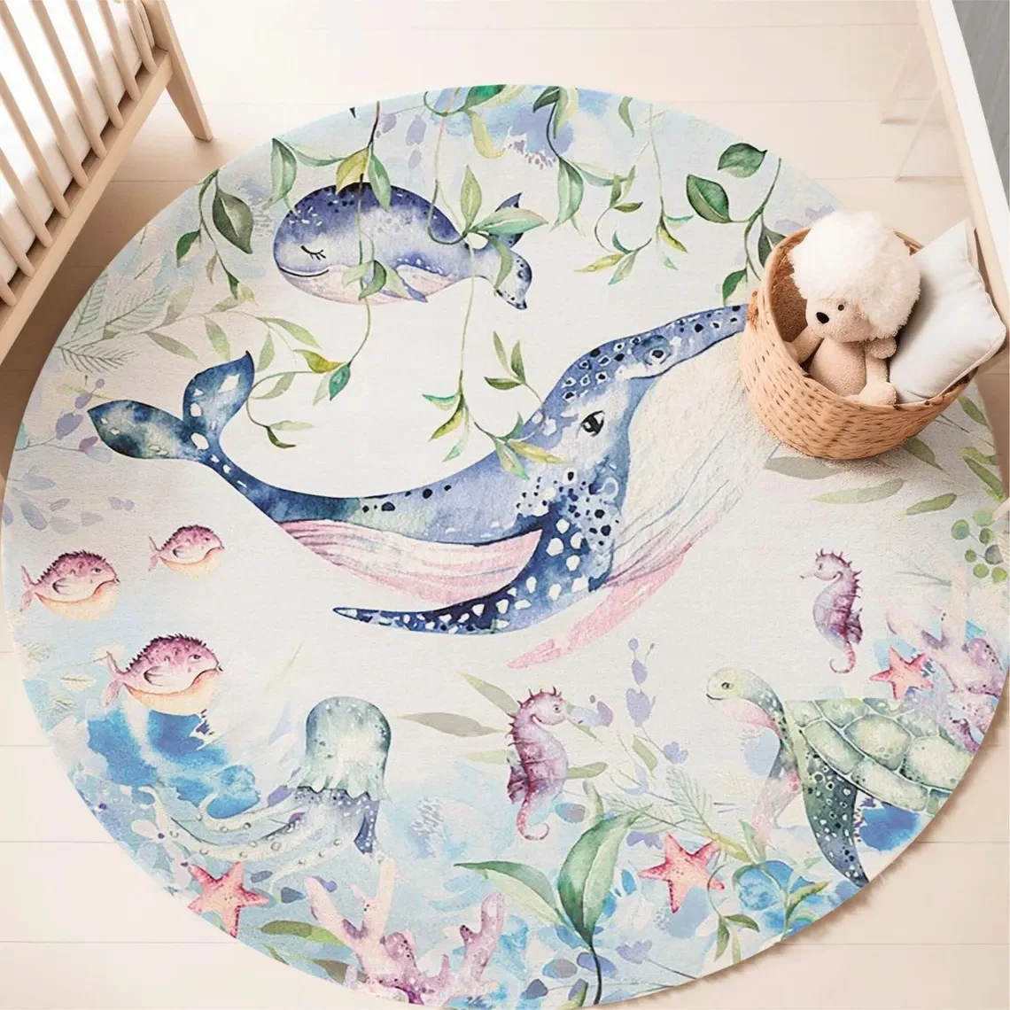 Tappeto rotondo blu con animal - Soft Rug Nursery recensione e prezzo