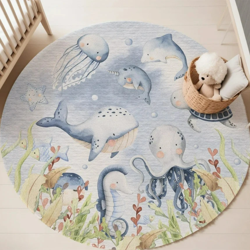 Tappeto rotondo blu con animal - Soft Rug Nursery recensione e prezzo